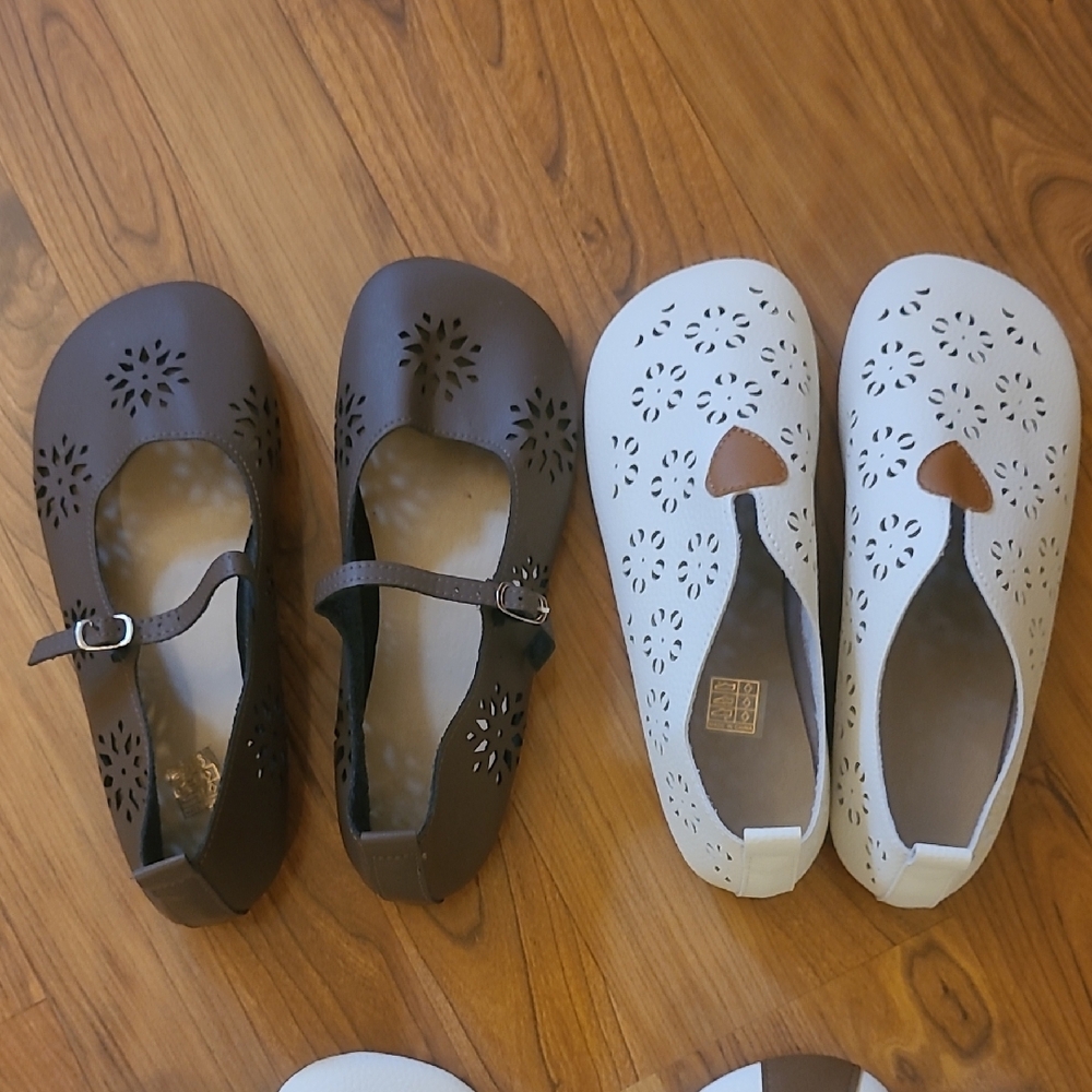 SHEIN Brown and White Cutout Flats